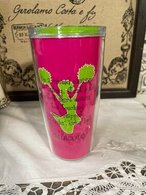 Cheerleader pink & green insulated plastic cup